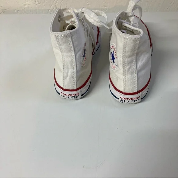 Converse Chuck Taylor All Star White Canvas High-Tops with Red and Blue Accents - Picture 5 of 16